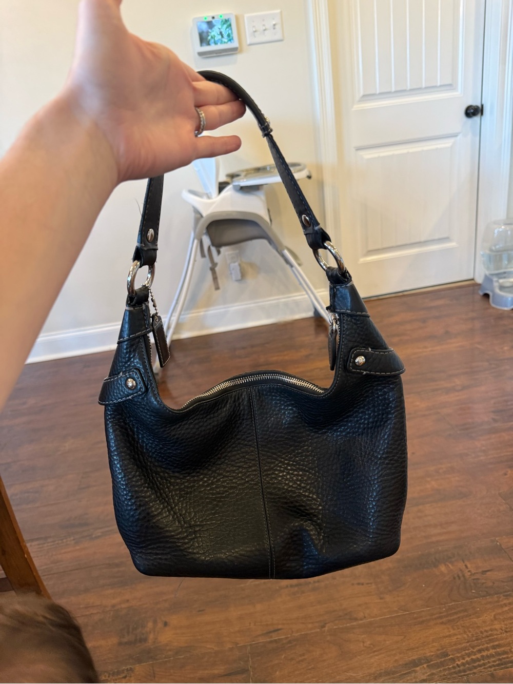 Coach Black Penelope Pebbled Leather Hobo Shoulder Bag - Picture 5 of 7